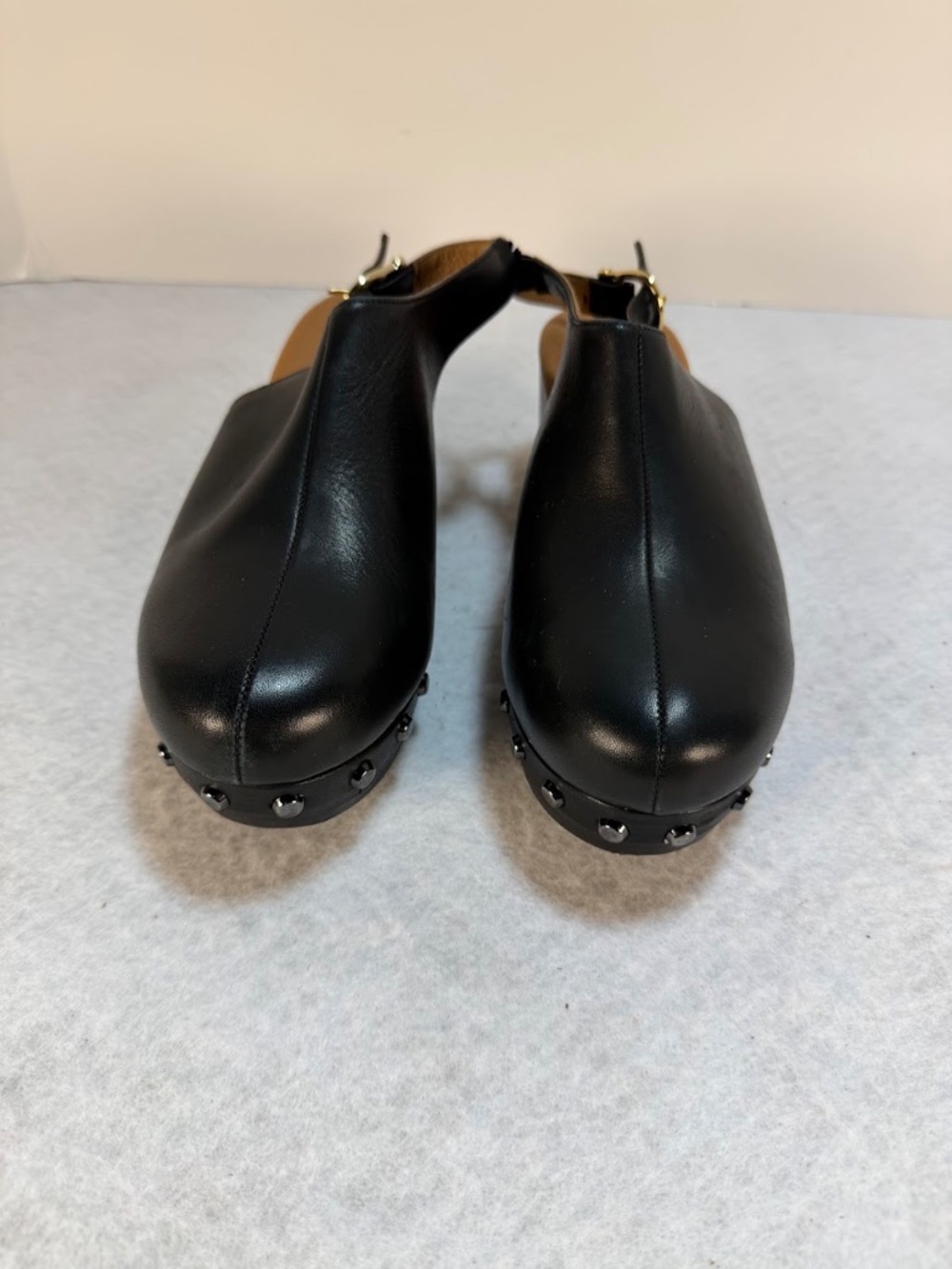 André Assous Black Leather Slingback Clogs Women's 7 Made in Portugal - Picture 8 of 8
